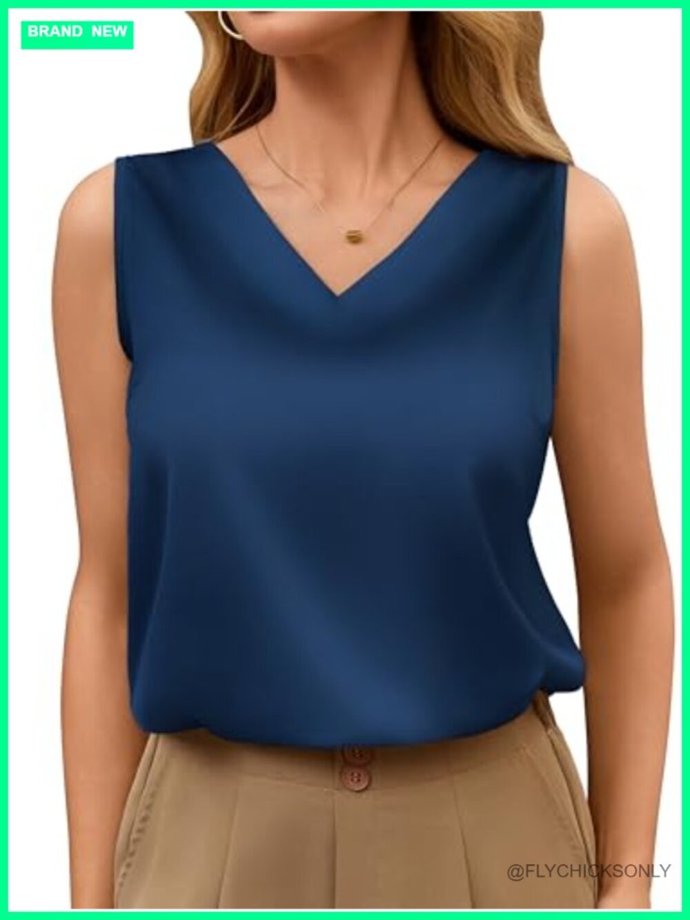 Silk Satin Sleeveless V-Neck Camisole Tank Top Loose Fit Women